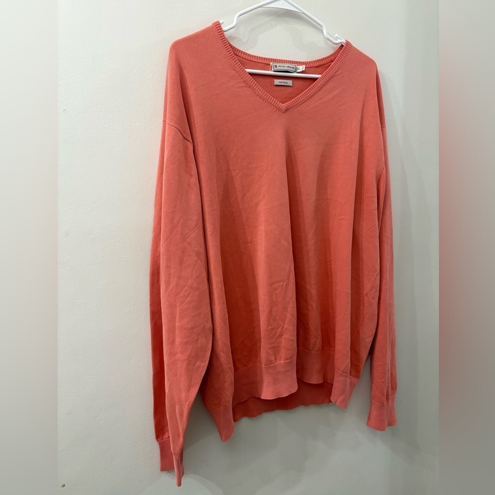 Peter Millar Coral V-Neck Sweater- Mens XL - 100% cotton